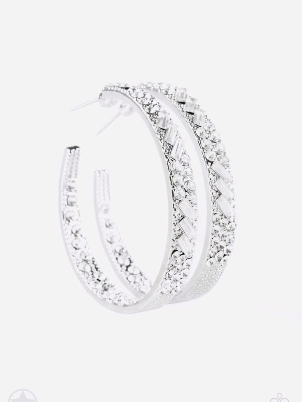 Silver Crystal Hoop Earrings -